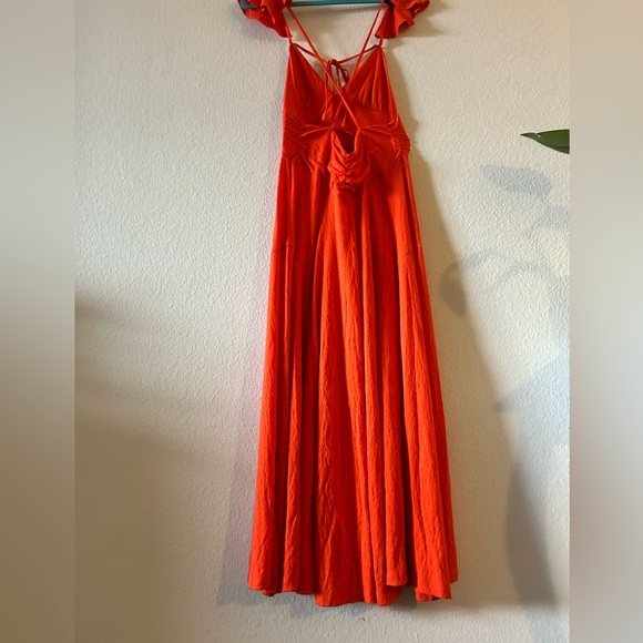 Free people Elegant Orange Maxi Dress Length 58 inches excellent condition - Picture 5 of 9